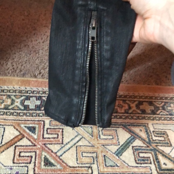 *RARE* Free People Shawl Collar Moto Jacket Black Denim Size 0 - Picture 11 of 13